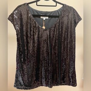 Johnny Becca black sequin top